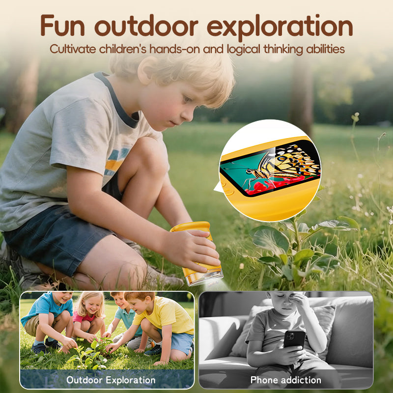 A kids’ microscope for play instead of using a mobile phone
